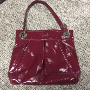 Maroon Coach one strap shoulder purse & wristlet